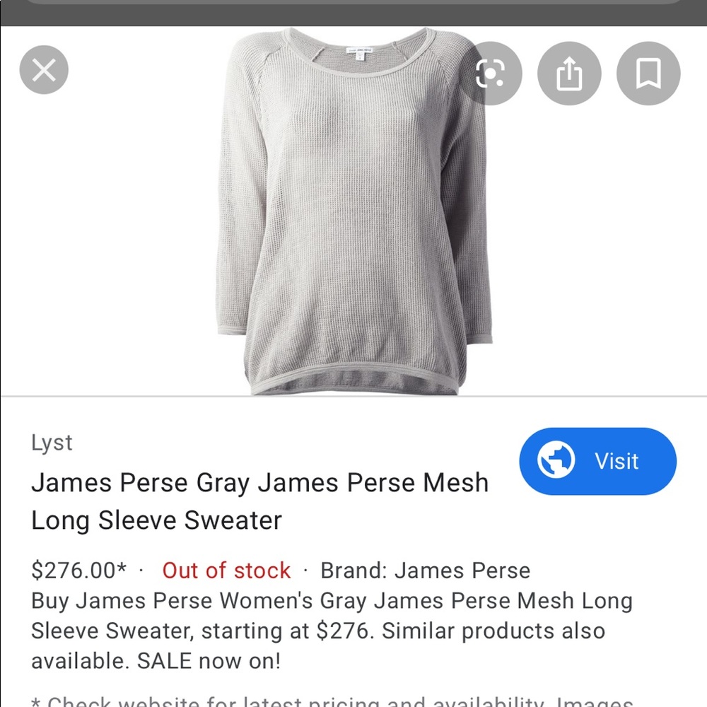 James Perse Mesh Knit Raglan Pullover